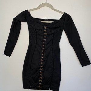 Oh Polly OFF THE SHOULDER MINI BLACK DRESS